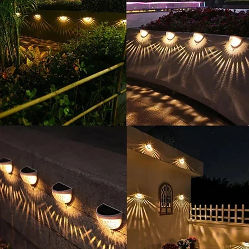 Solar Fence Lights Solar-Powered Dusk-To-Dawn