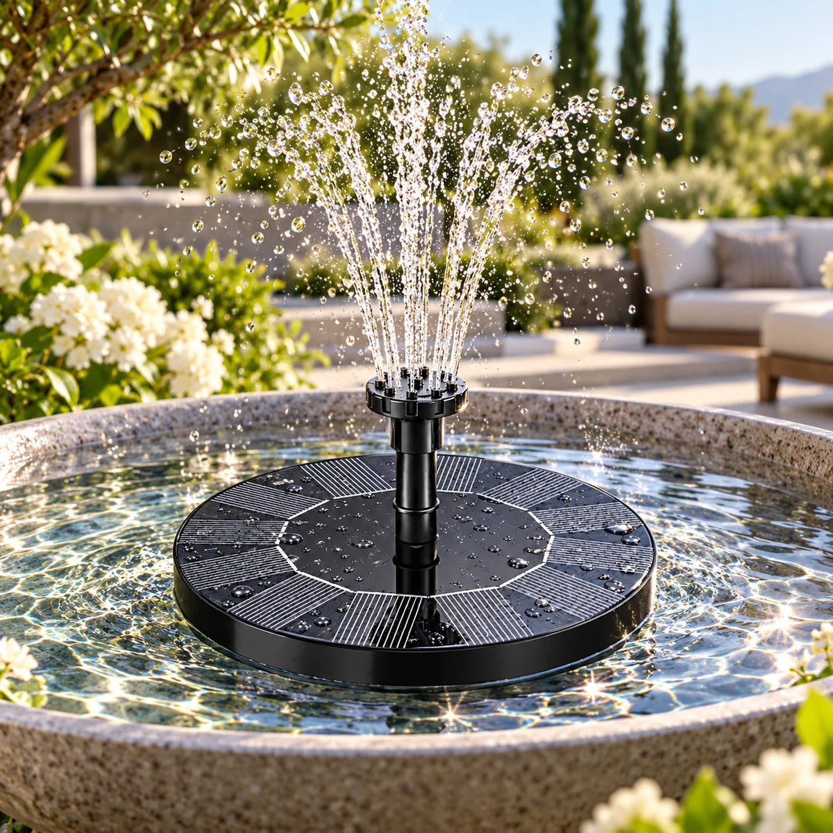Solar Fountain Pump Floating Solar-Powered Cord-Free Interchangeable Heads
