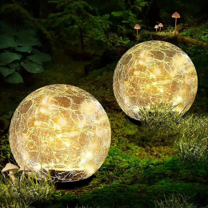 Solar Garden Lamp Glass Globe 200 Lumens Weather-Resistant