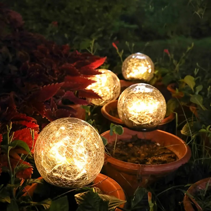 Solar Garden Lamp Glass Globe 200 Lumens Weather-Resistant