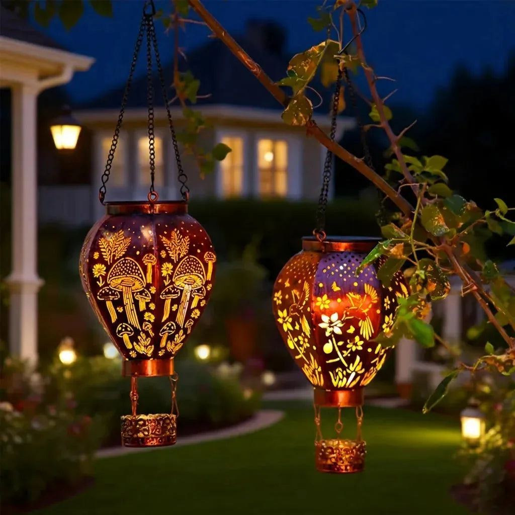 Solar Garden Lantern Weather-Resistant Hollow-Out Light Projection