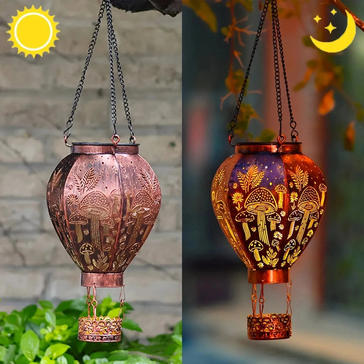 Solar Garden Lantern Weather-Resistant Hollow-Out Light Projection