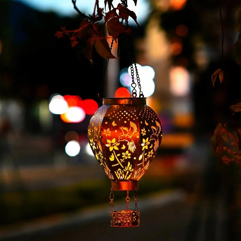 Solar Garden Lantern Weather-Resistant Hollow-Out Light Projection