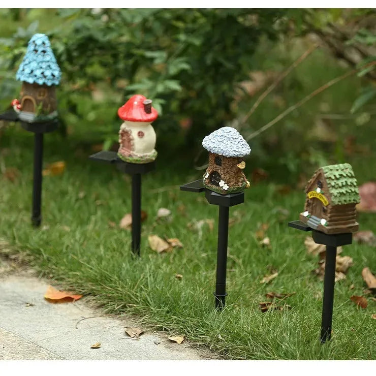 Solar Garden Light Mushroom Cottage Weatherproof