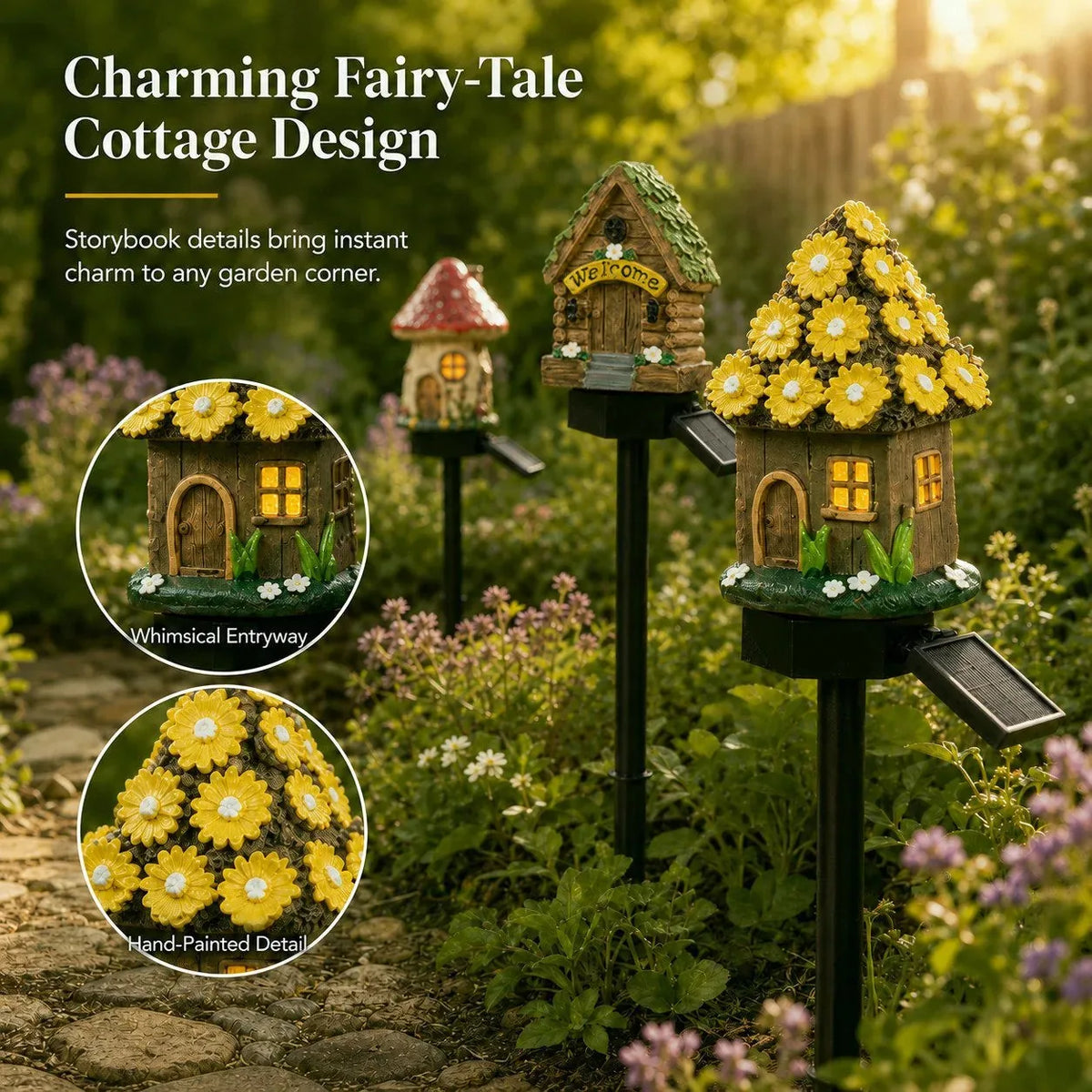 Solar Garden Light Mushroom Cottage Weatherproof