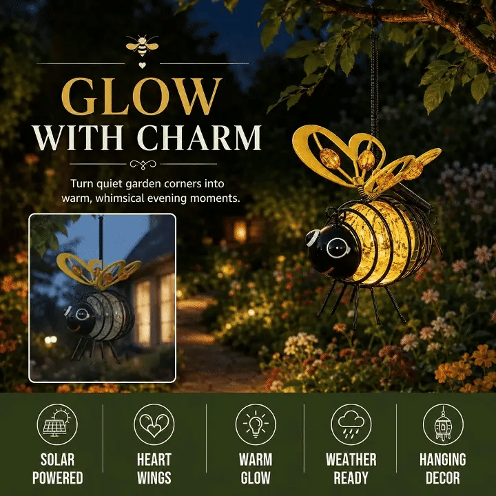 Solar Garden Lights Hanging Bee Design Set of 2