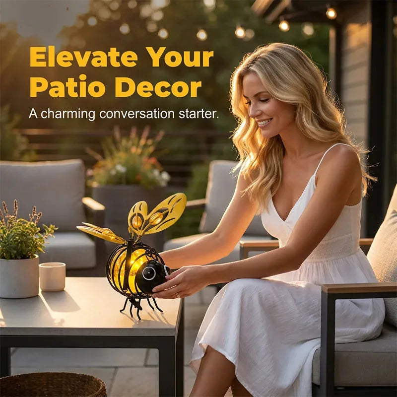 Solar Garden Lights Hanging Bee Design Set of 2