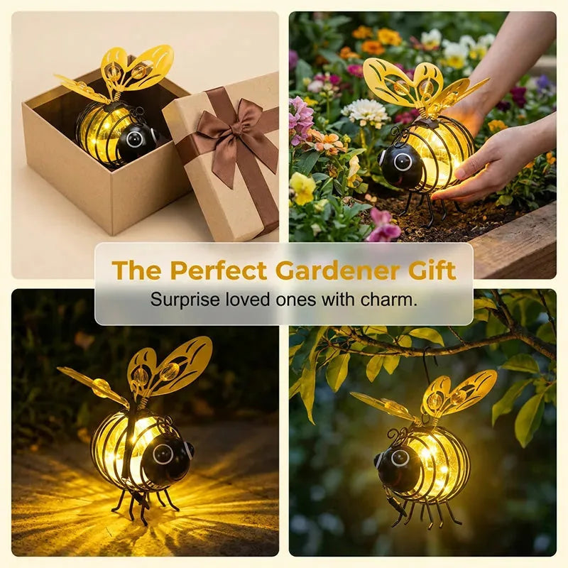 Solar Garden Lights Hanging Bee Design Set of 2