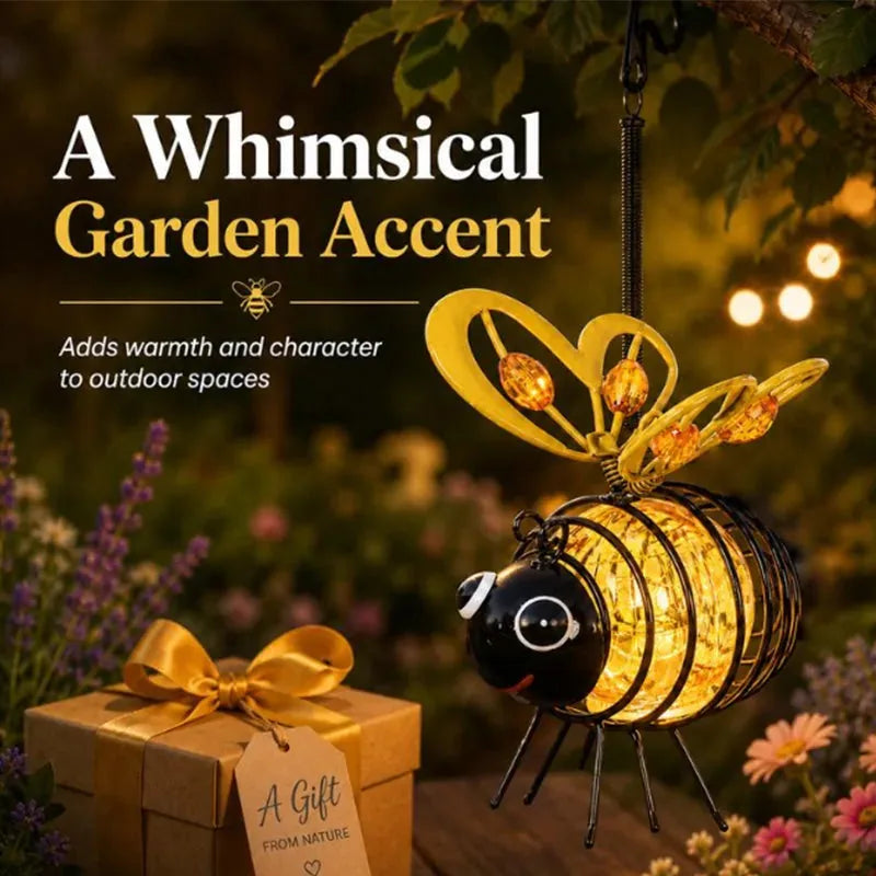 Solar Garden Lights Hanging Bee Design Set of 2
