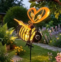 Solar Garden Lights Hanging Bee Design Set of 2