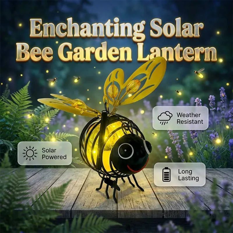 Solar Garden Lights Hanging Bee Design Set of 2