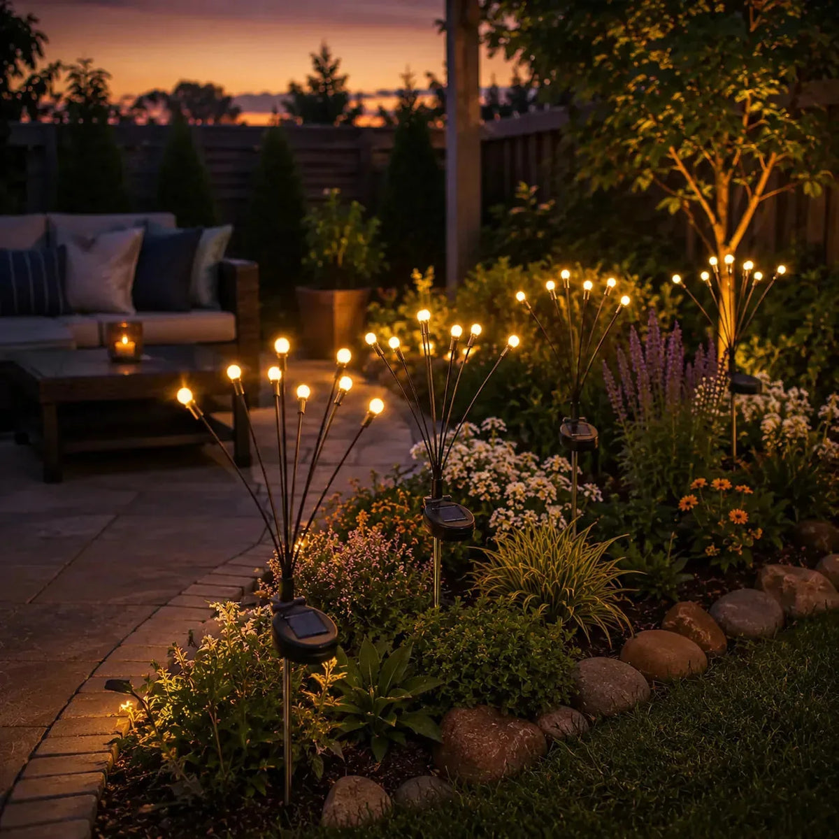 Solar Garden Stake Lights Waterproof Set of 2