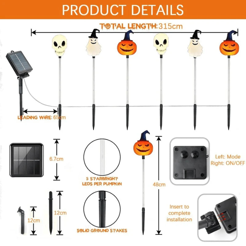 Solar Ground Lights 6-Pack Halloween Multi-Color