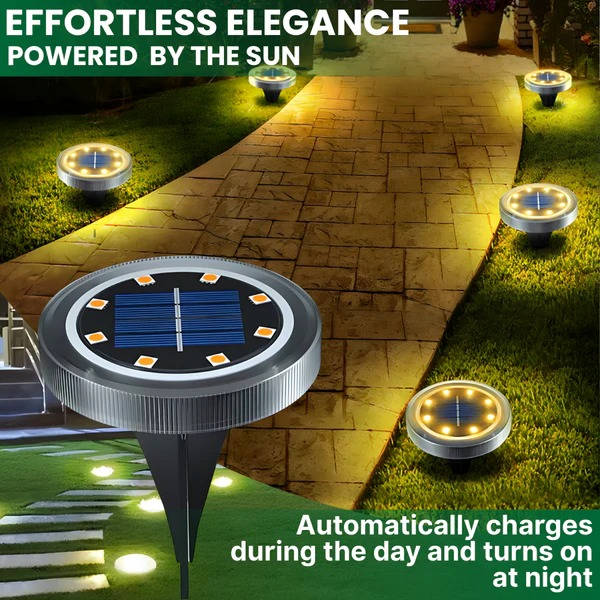 Solar Ground Lights Stainless Steel Dusk-To-Dawn Set of 10