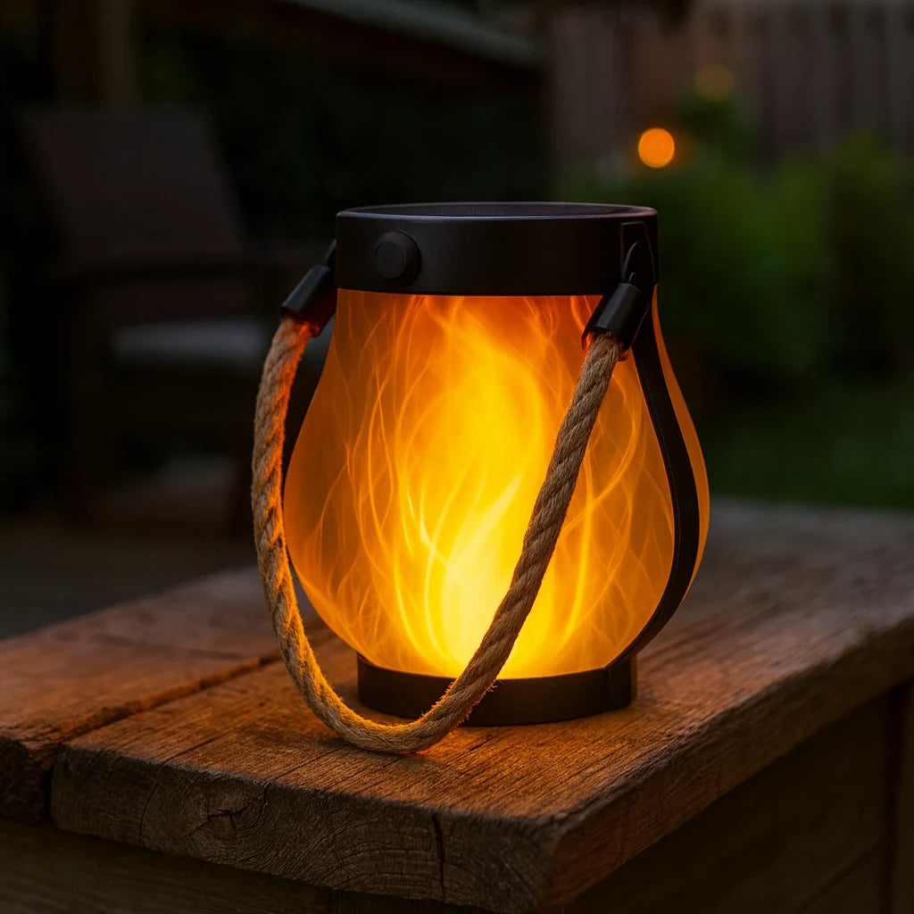 Solar Lantern Flickering Flame Dual Charging Waterproof