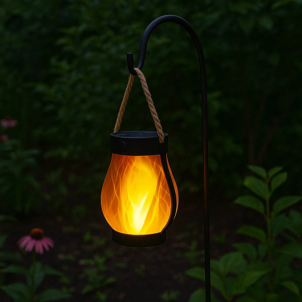 Solar Lantern Flickering Flame Dual Charging Waterproof