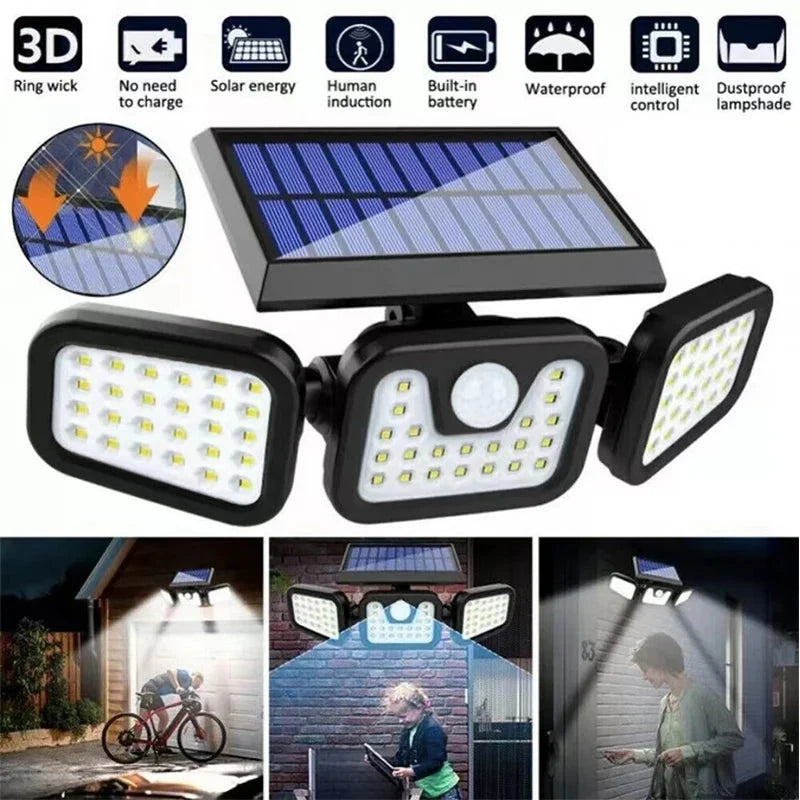 Solar Motion Sensor Light 74 LEDs 270° Coverage
