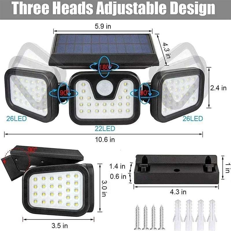 Solar Motion Sensor Light 74 LEDs 270° Coverage