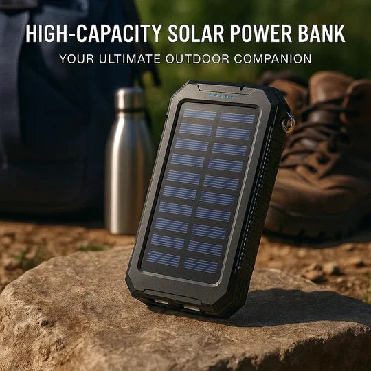 Solar Power Bank High-Capacity Waterproof Dual USB Ports
