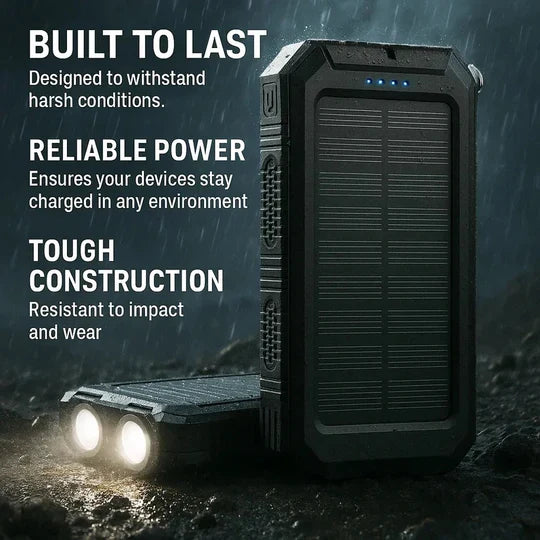 Solar Power Bank High-Capacity Waterproof Dual USB Ports