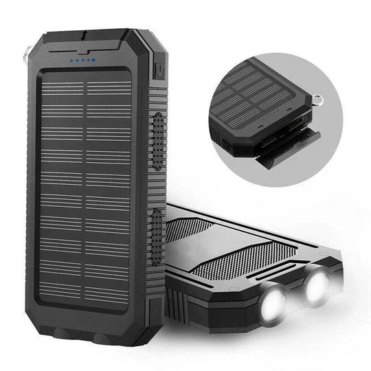 Solar Power Bank High-Capacity Waterproof Dual USB Ports
