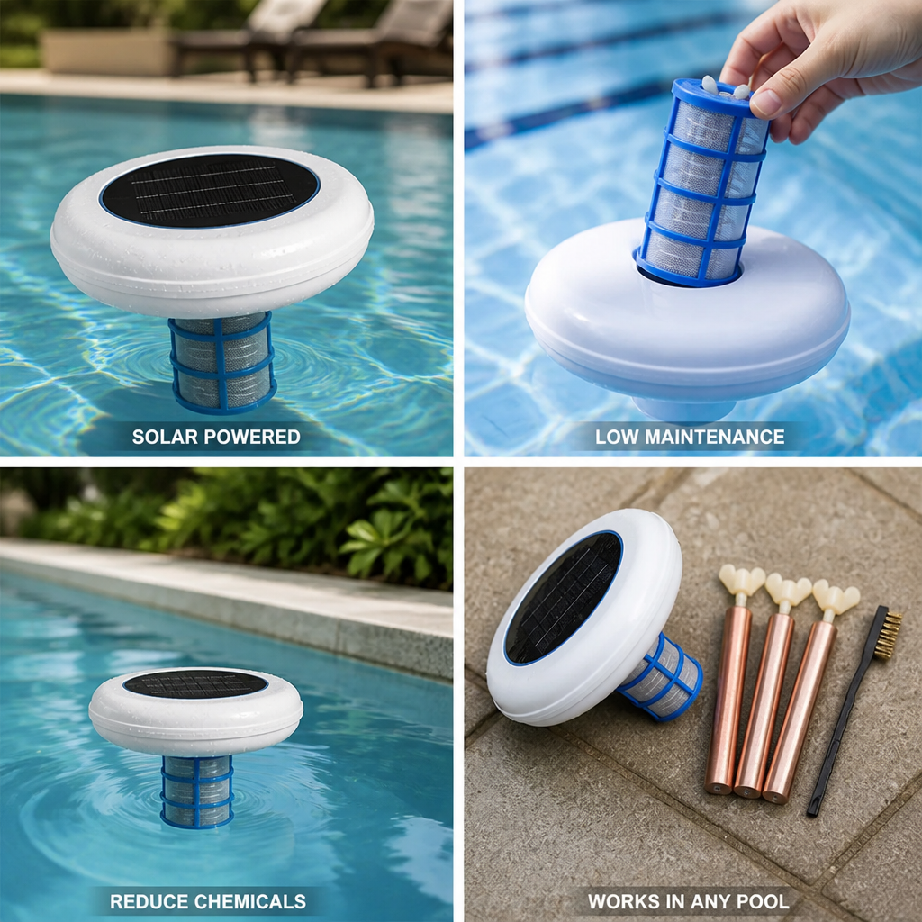 Solar-Powered Copper-Silver Pool Ionizer (Up to 22,000 Gal)