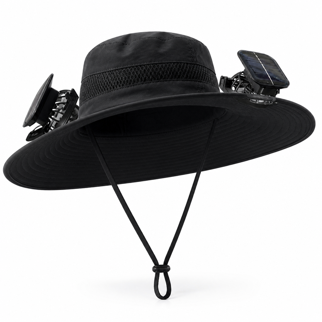 Solar-Powered Fan UV-Protective Wide-Brim Hat