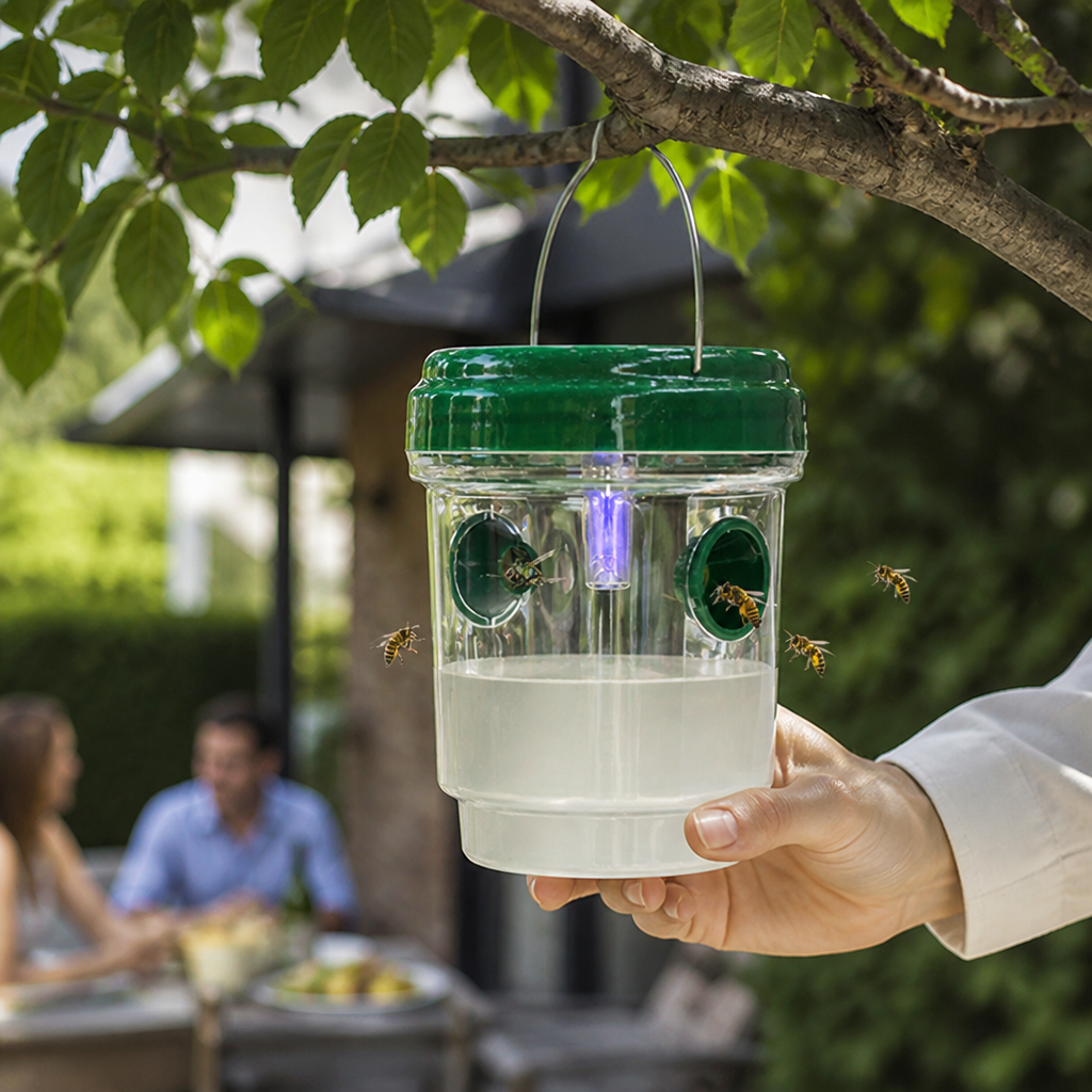 Solar-Powered LED Double-Entry Reusable Wasp Trap