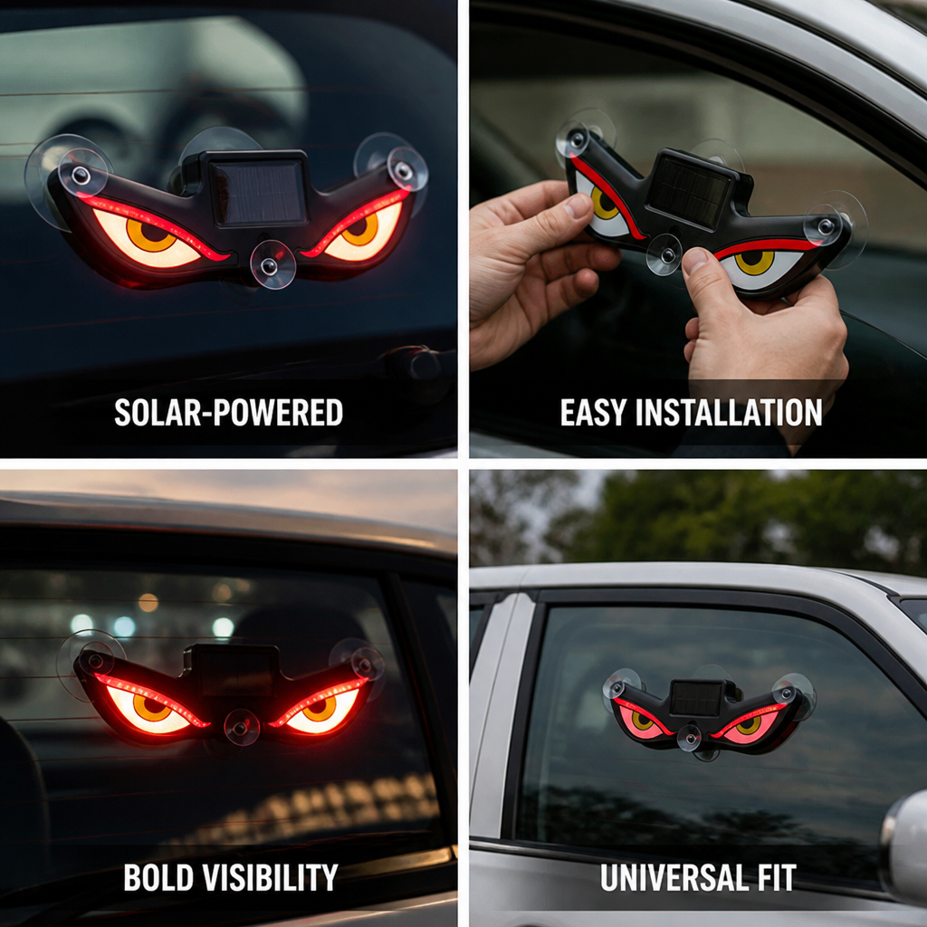 Solar-Powered Self-Adhesive LED Vehicle Window Light