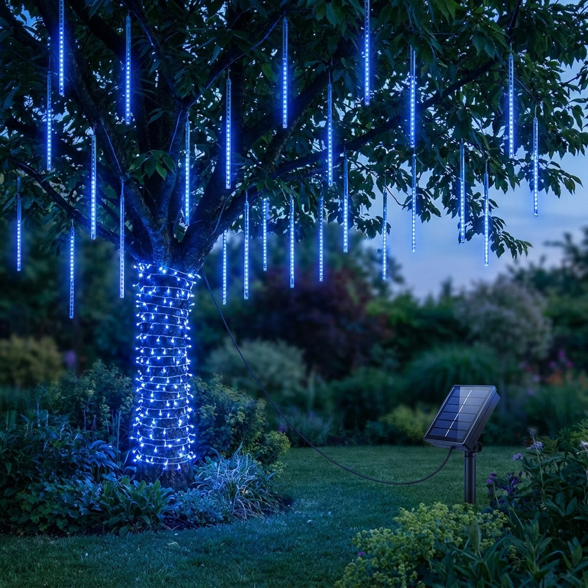 Solar Tree String Lights Solar-Powered Meteor Effect IP65 Waterproof