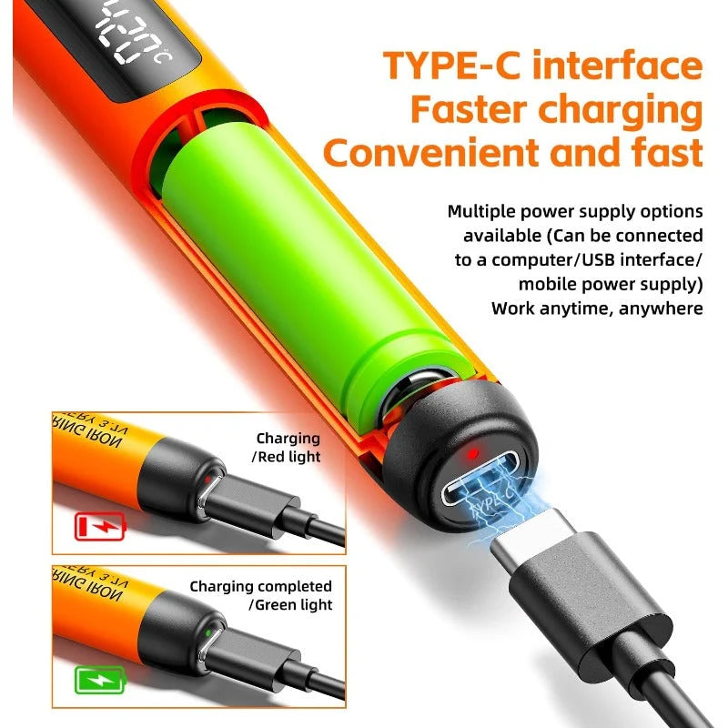 Soldering Iron Cordless Rechargeable Adjustable Temperature LED Display