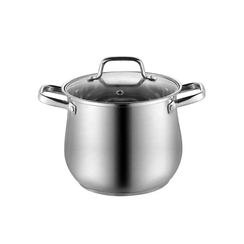 Soup Pot 304 Stainless Steel Glass Lid Induction-Compatible
