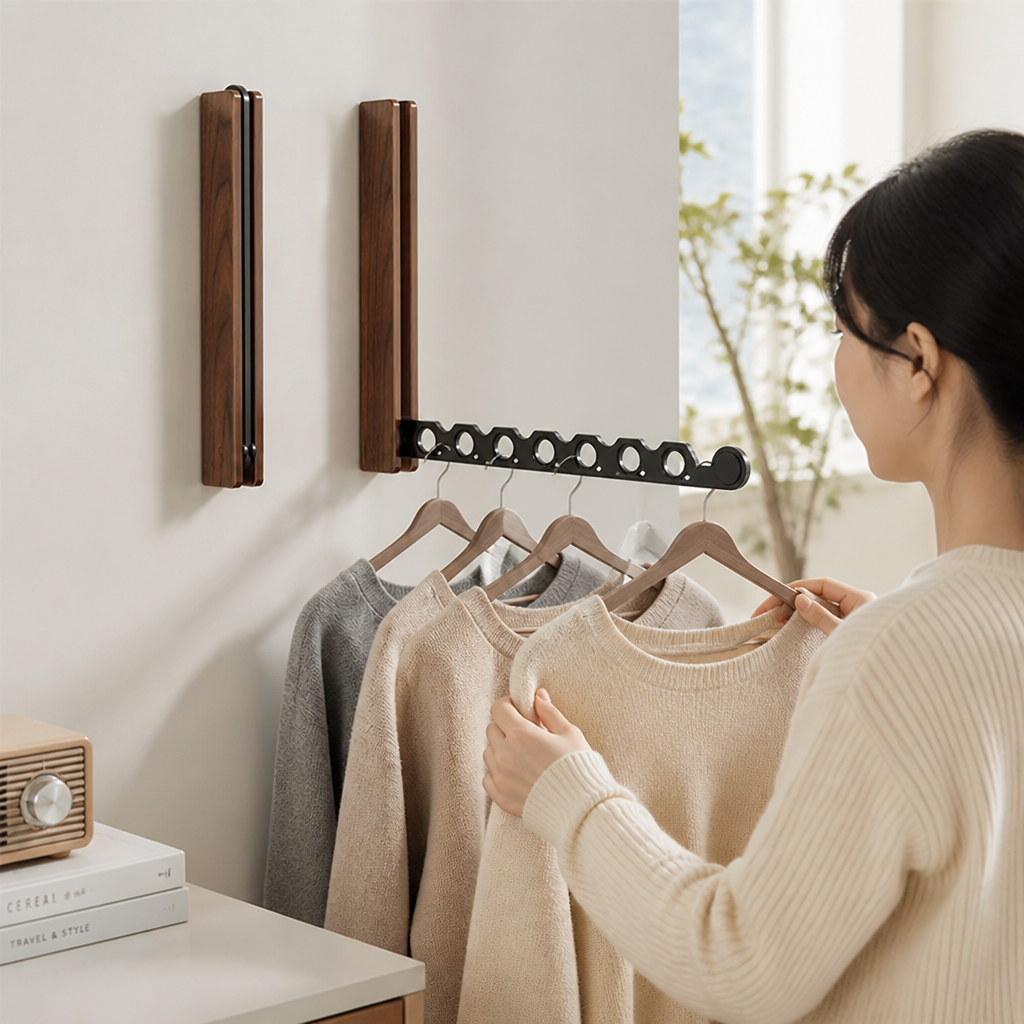 Space-Saving Foldable Wall-Mounted Coat Rack