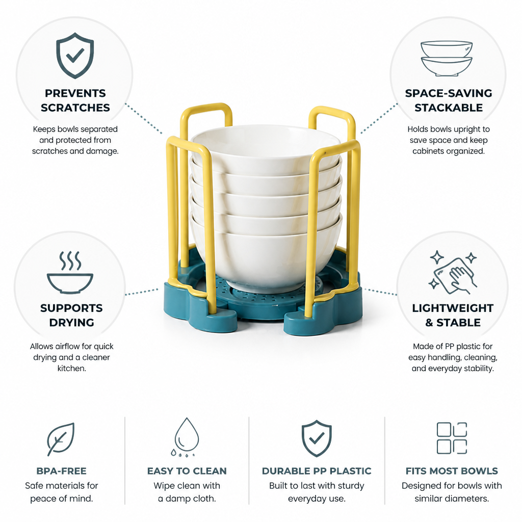 Space-Saving Stackable Bowl Organizer