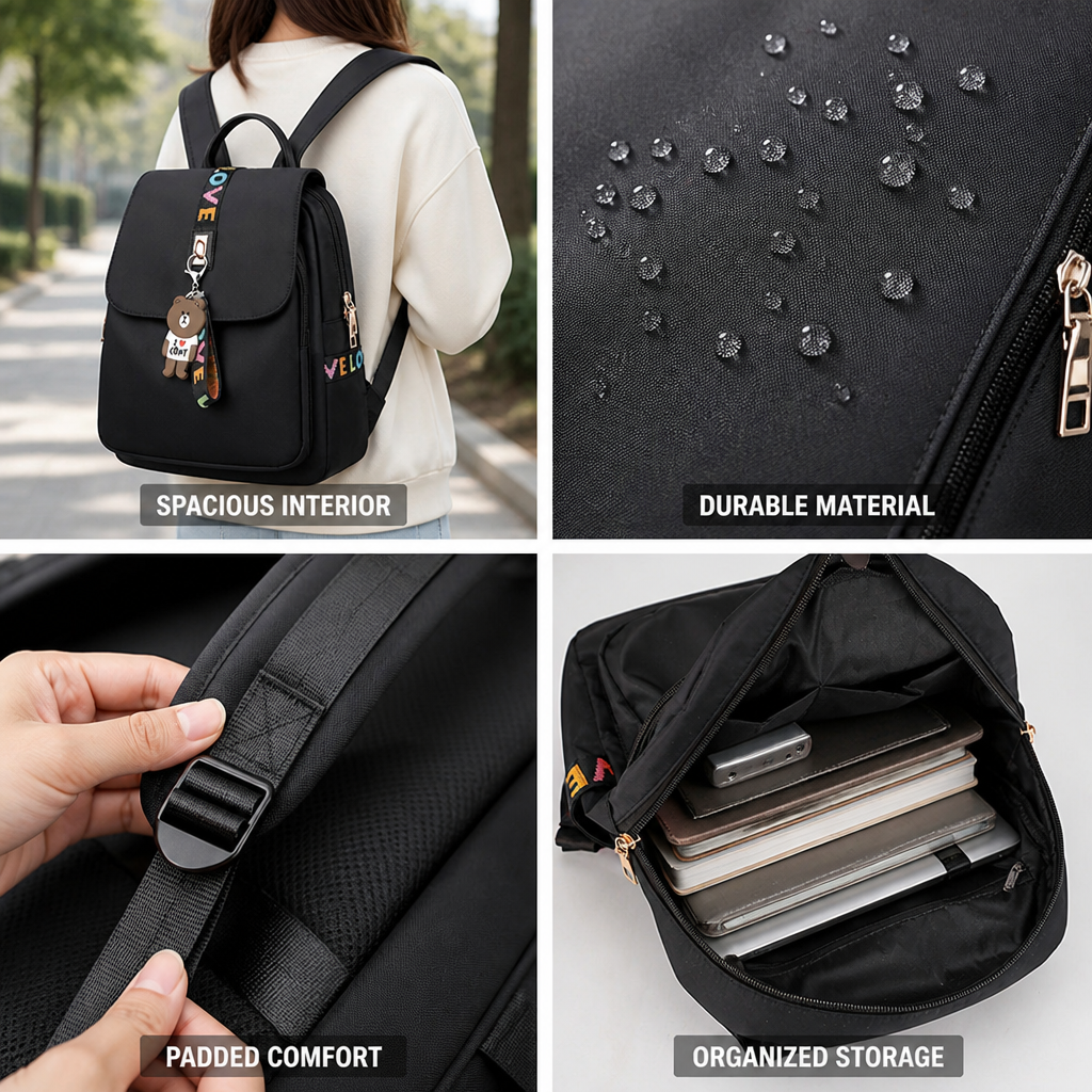 Spacious Durable Backpack With Padded Adjustable Straps