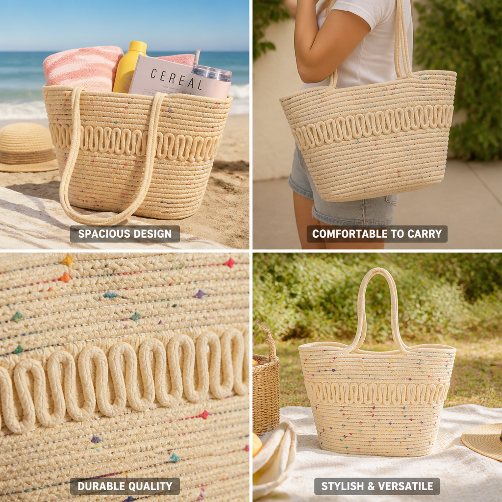 Spacious & Durable Beach Bag (Long Handles)