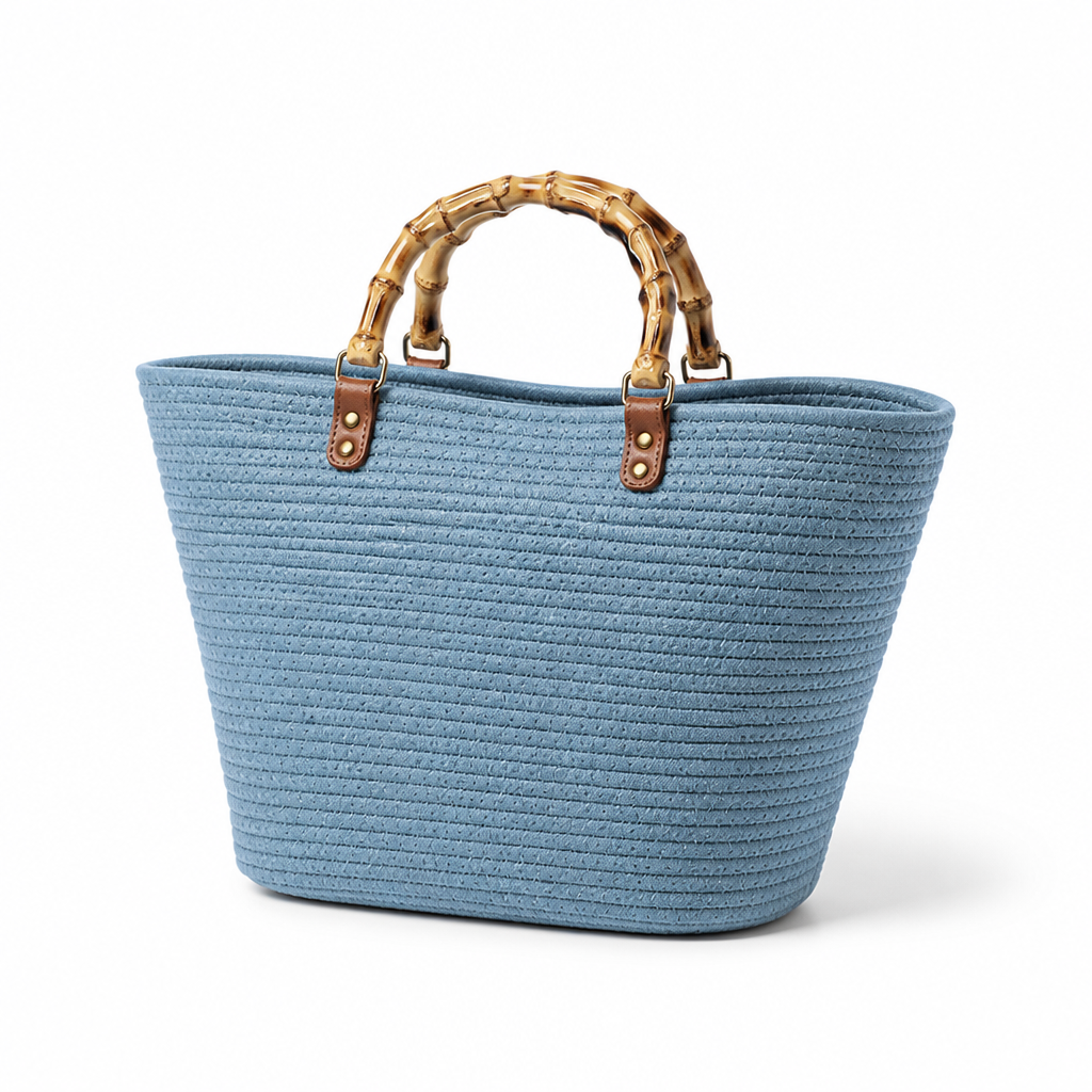 Spacious Eco-Friendly Bamboo-Handle Beach Tote