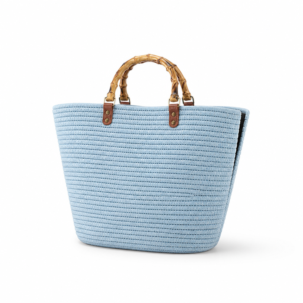 Spacious Eco-Friendly Bamboo-Handle Beach Tote
