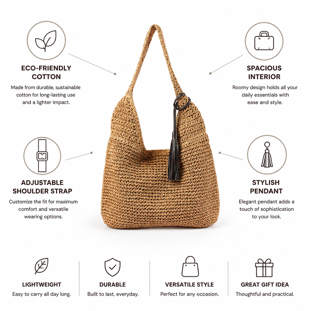 Spacious Eco-Friendly Cotton Handbag (Adjustable Strap)
