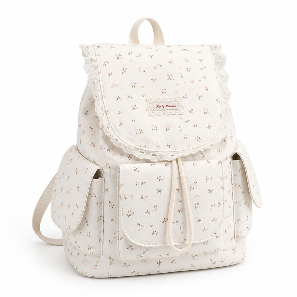 Spacious Floral Ruffle School Backpack