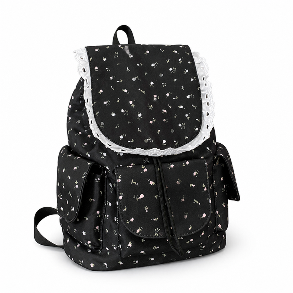 Spacious Floral Ruffle School Backpack