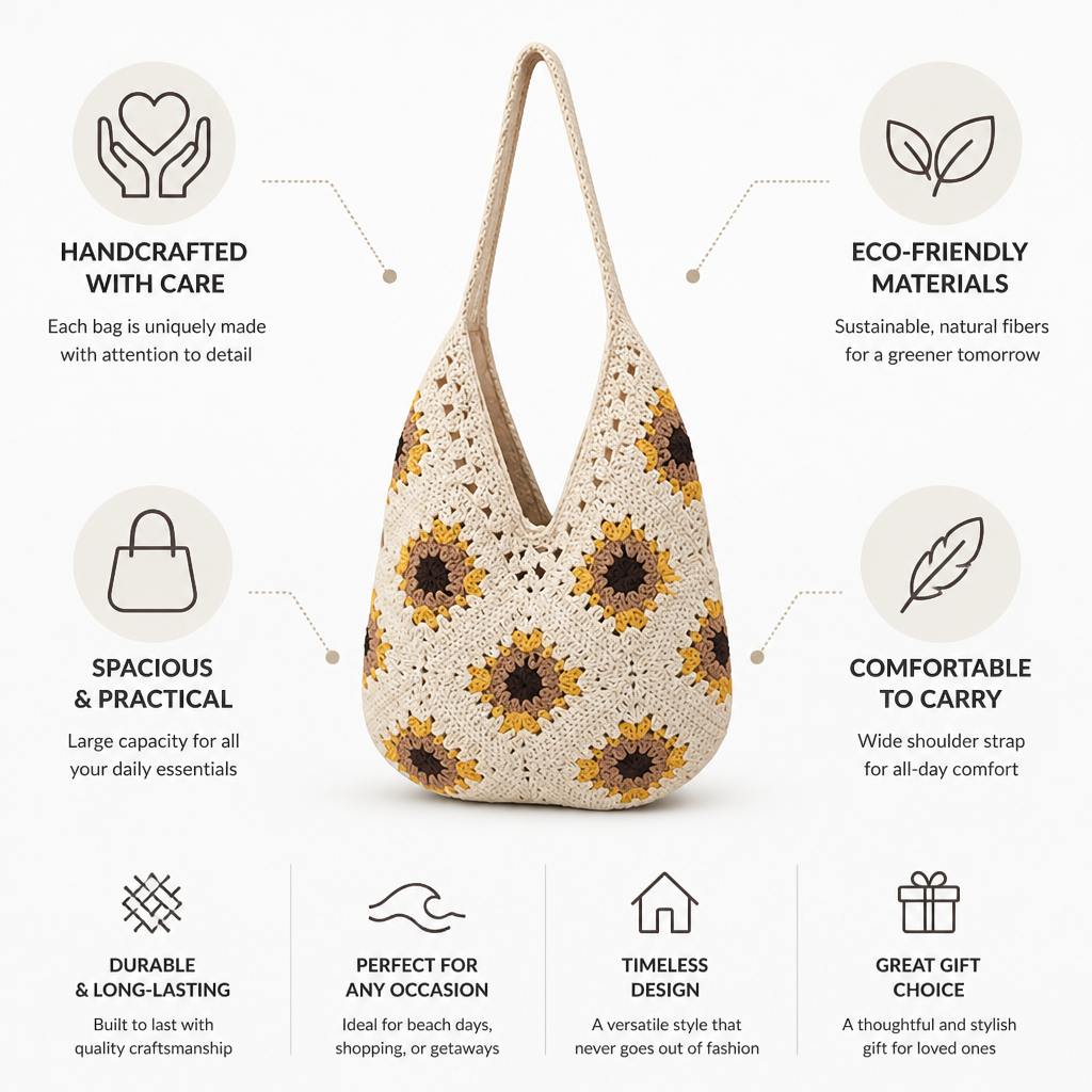 Spacious Handcrafted Eco-Friendly Hobo Bag