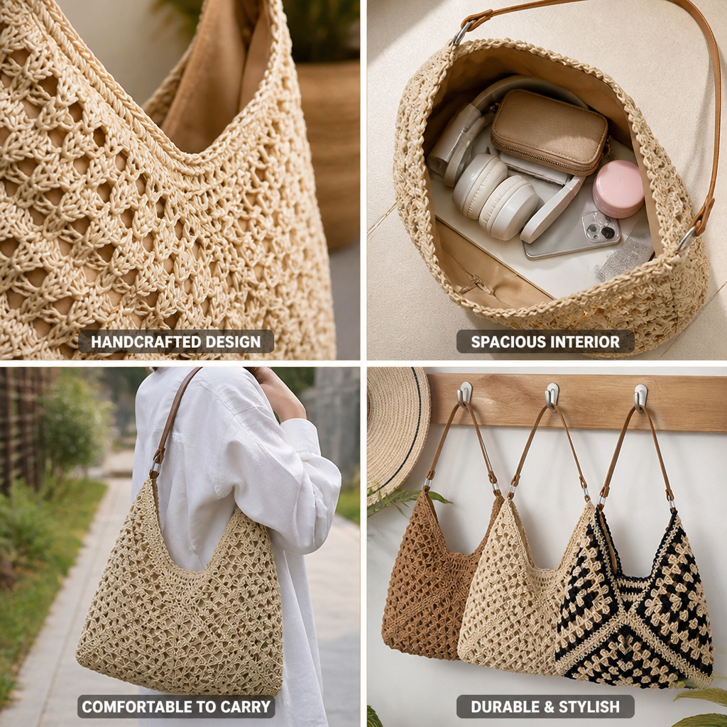 Spacious Handcrafted Macrame Hobo Bag