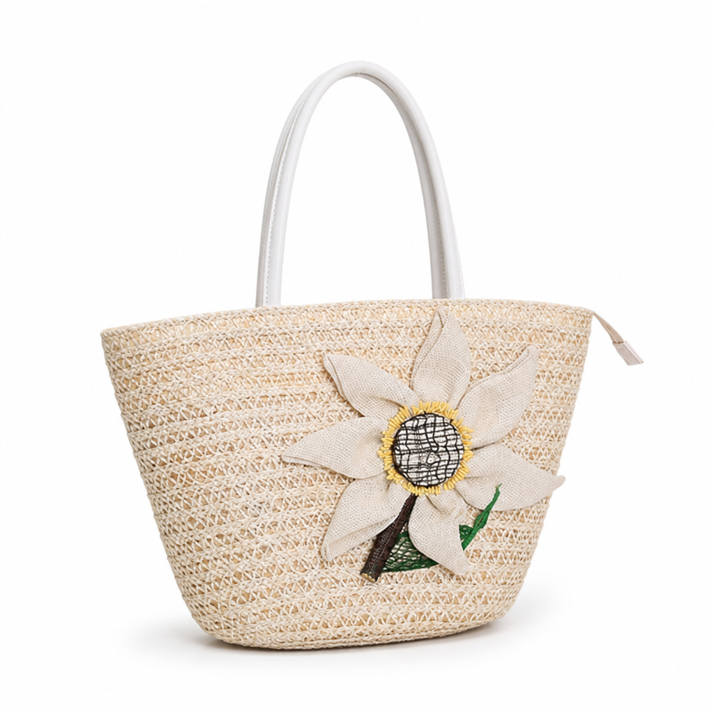 Spacious Handwoven Floral Straw Tote