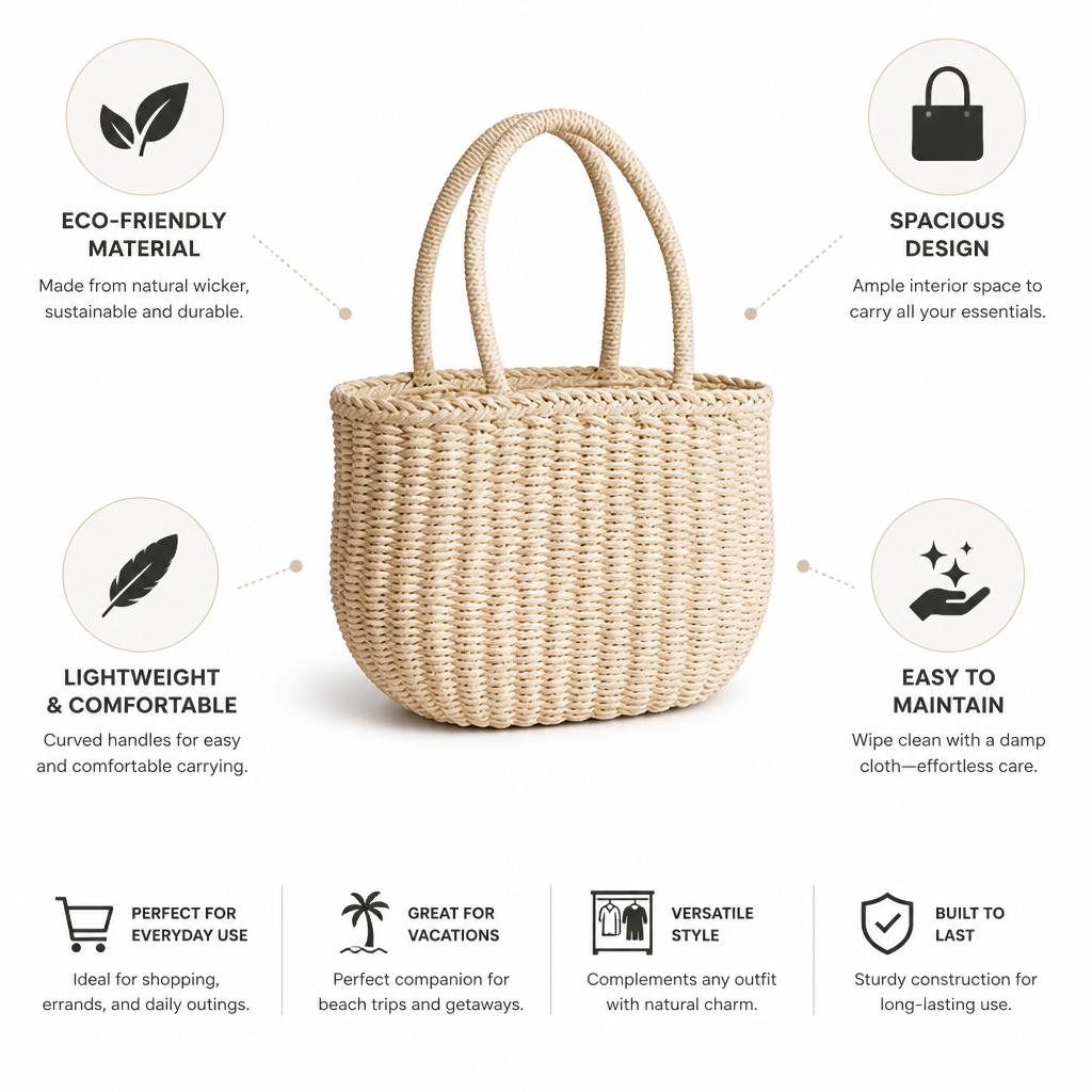 Spacious Handwoven Natural Wicker Tote