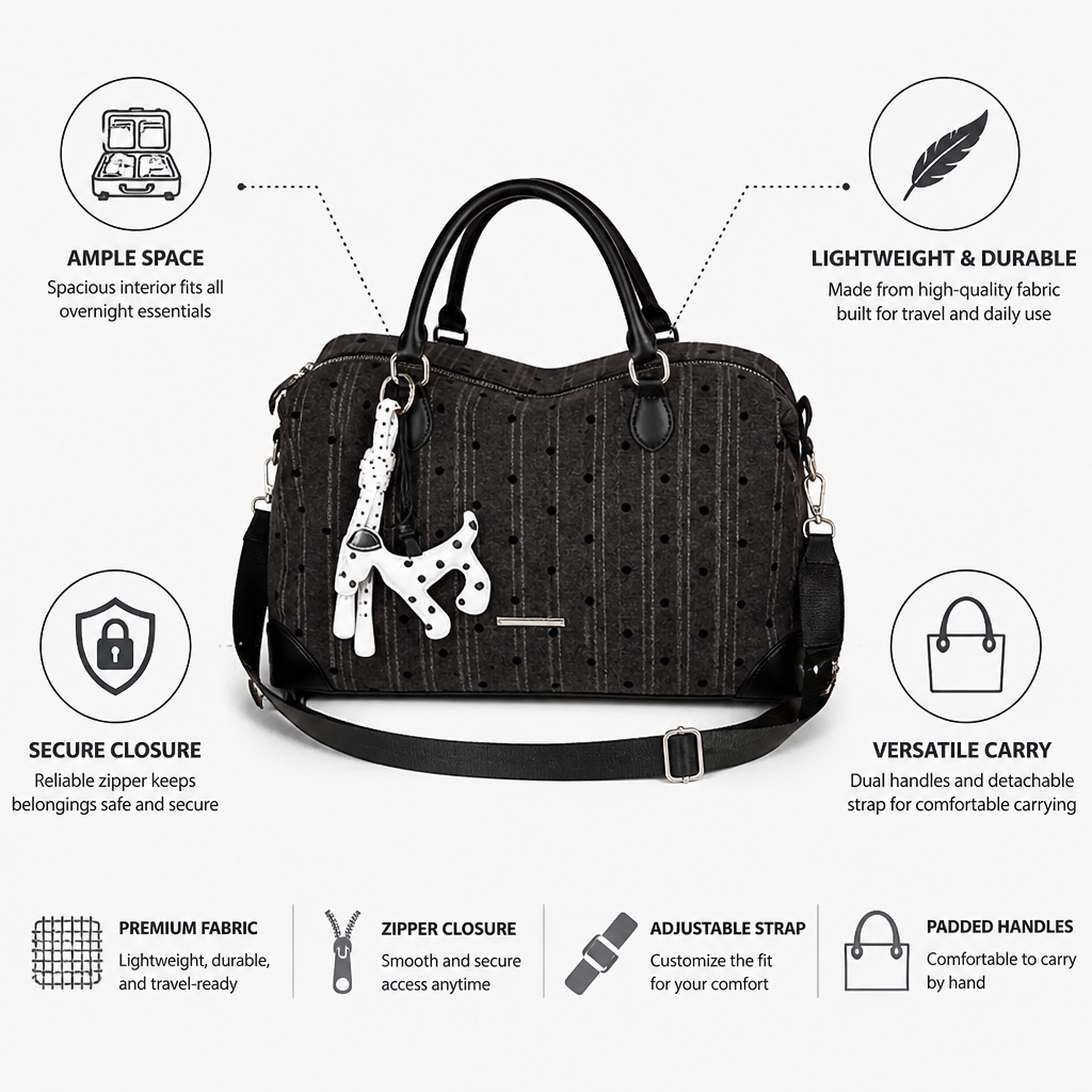 Spacious Lightweight & Durable Overnight Travel Bag (Detachable Strap)