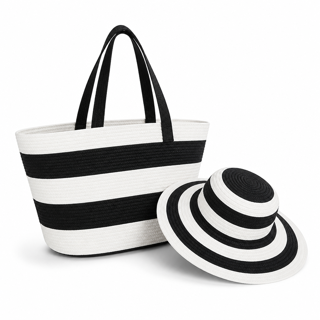 Spacious Lightweight Sun-Protective Beach Bag & Hat Set