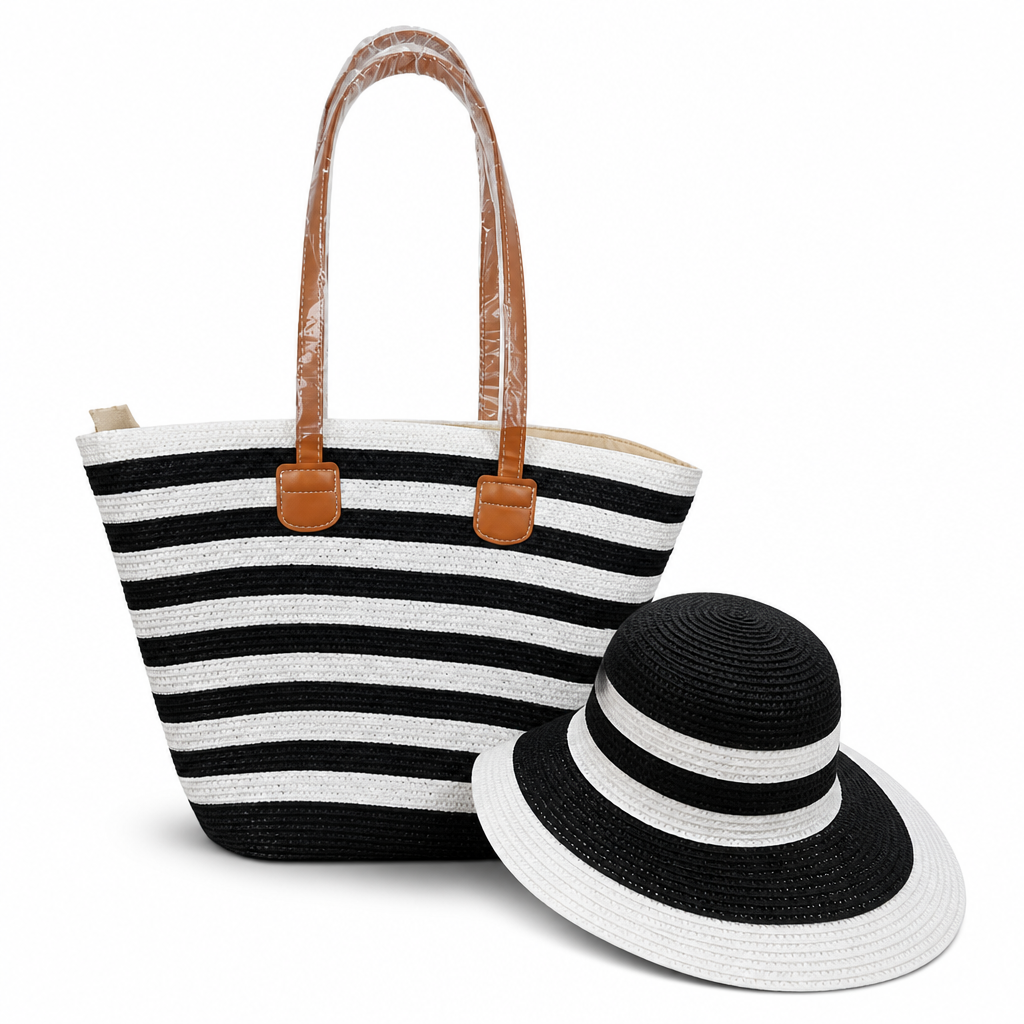 Spacious Lightweight Sun-Protective Beach Bag & Hat Set