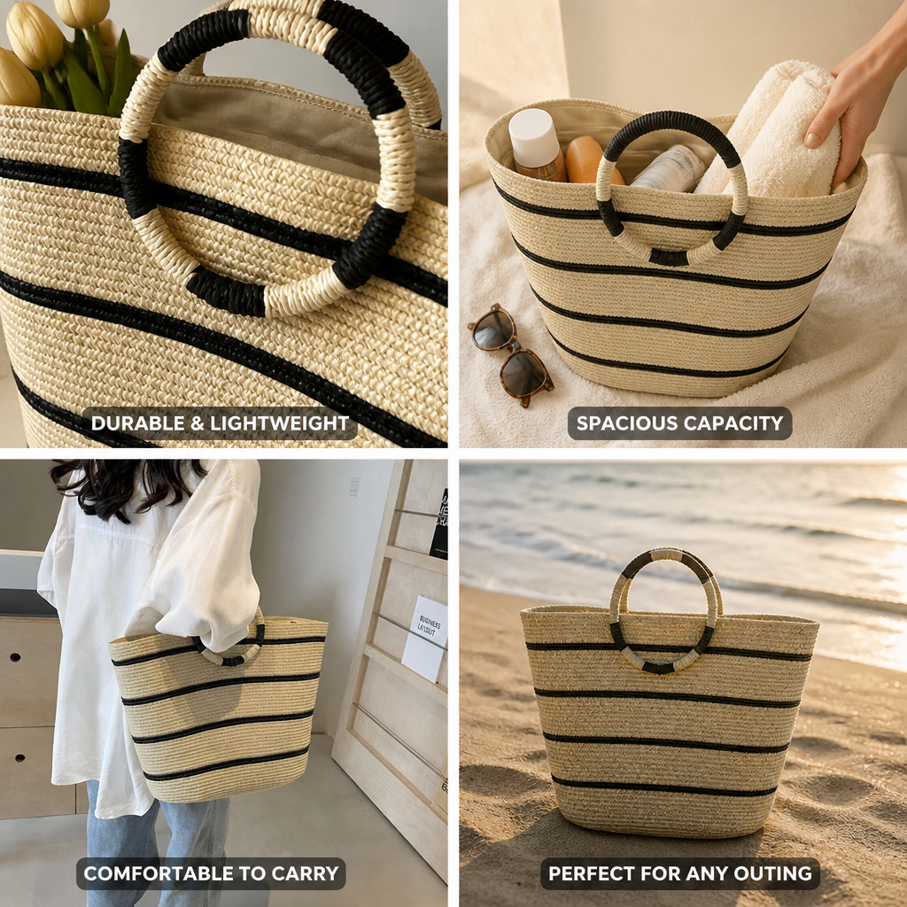 Spacious Lightweight Woven Beach Bag