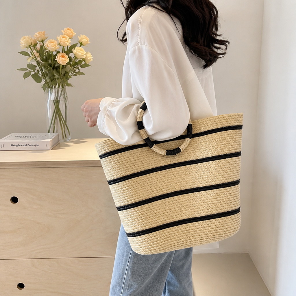 Spacious Lightweight Woven Beach Bag